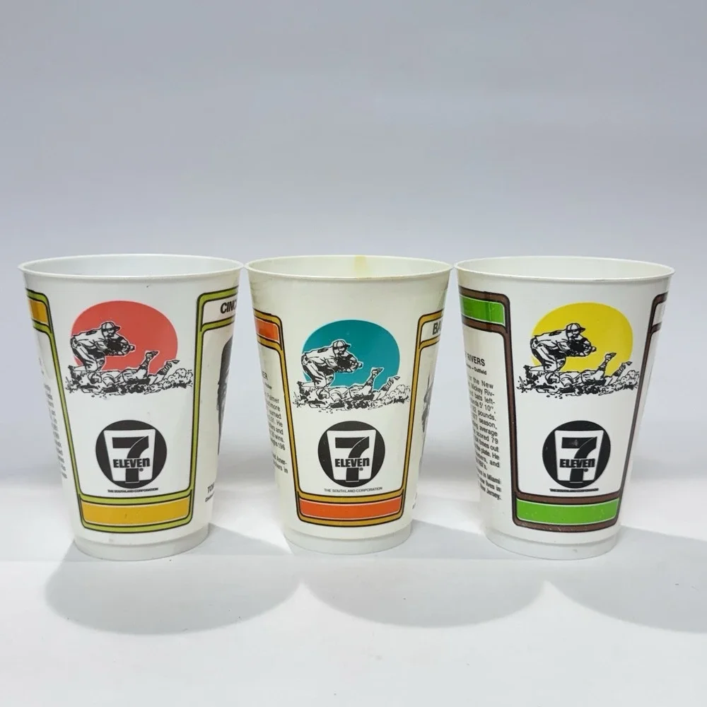 1978 7-Eleven MLB Plastic Slurpee‎ Cups Lot of 3 Palmer Seaver Rivers